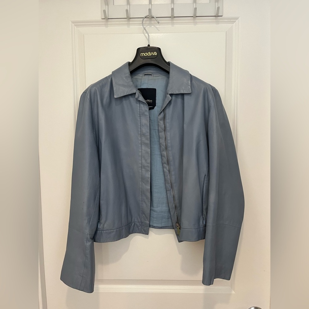 S’MaxMara Blue Leather Jacket